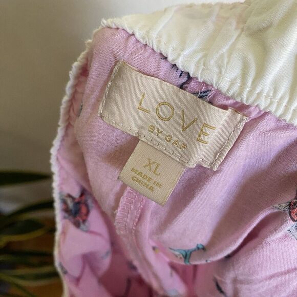 Gap Dreamer Print Poplin Pajamas Women’s XL Pink Cars Flowers Cotton Drawstring - Picture 6 of 8